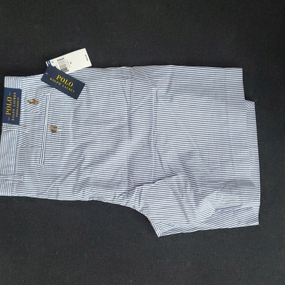 POLO Ralph Lauren men's shorts, 40w, stretch classic fit, NWT, blue and white